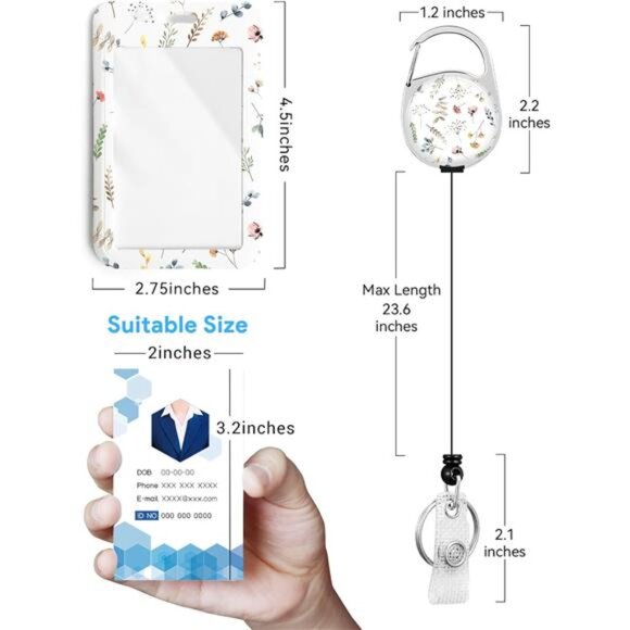 2 Pack ID Badge Holder Retractable Badge Reel Clip Keychain Heavy Duty School Of - Picture 2 of 8